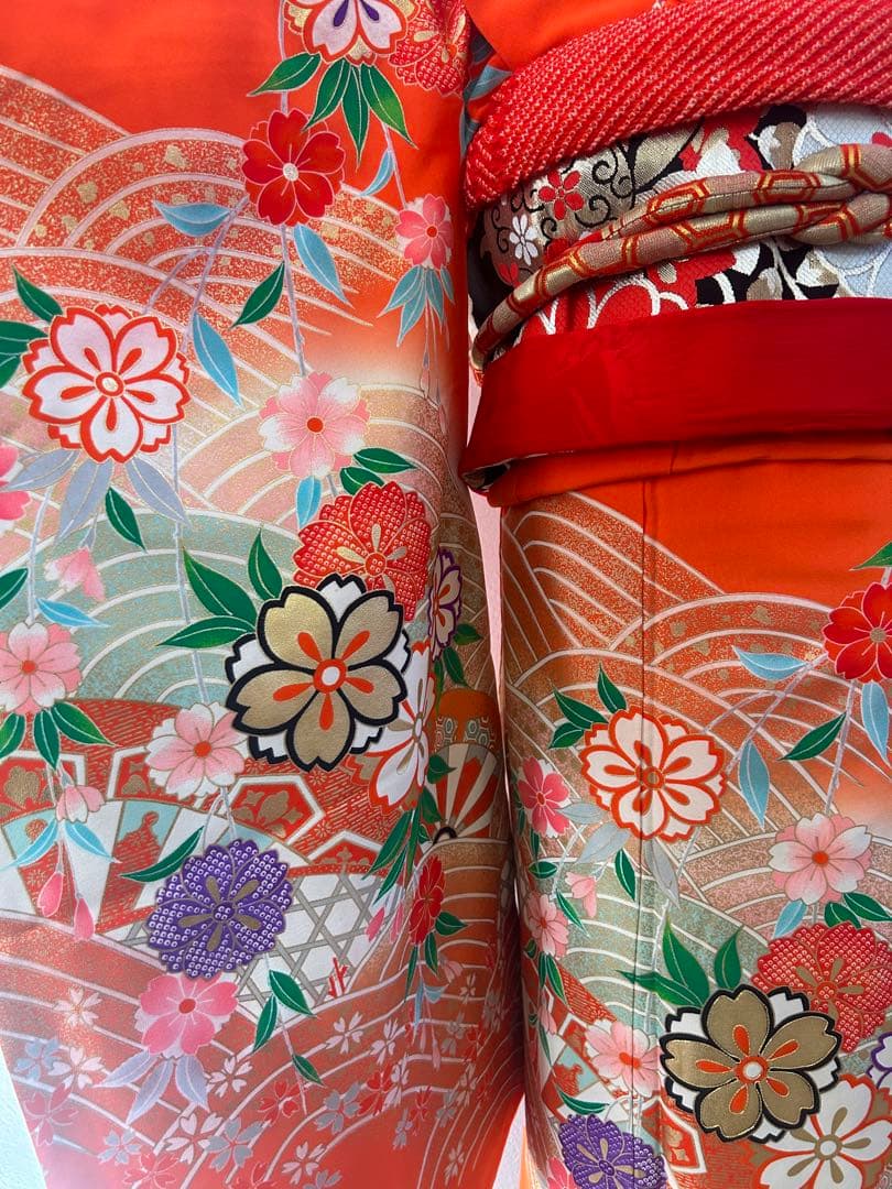 7歳　七五三　正絹着物　古典柄　帯　帯揚げ　帯締め　しごき　セット