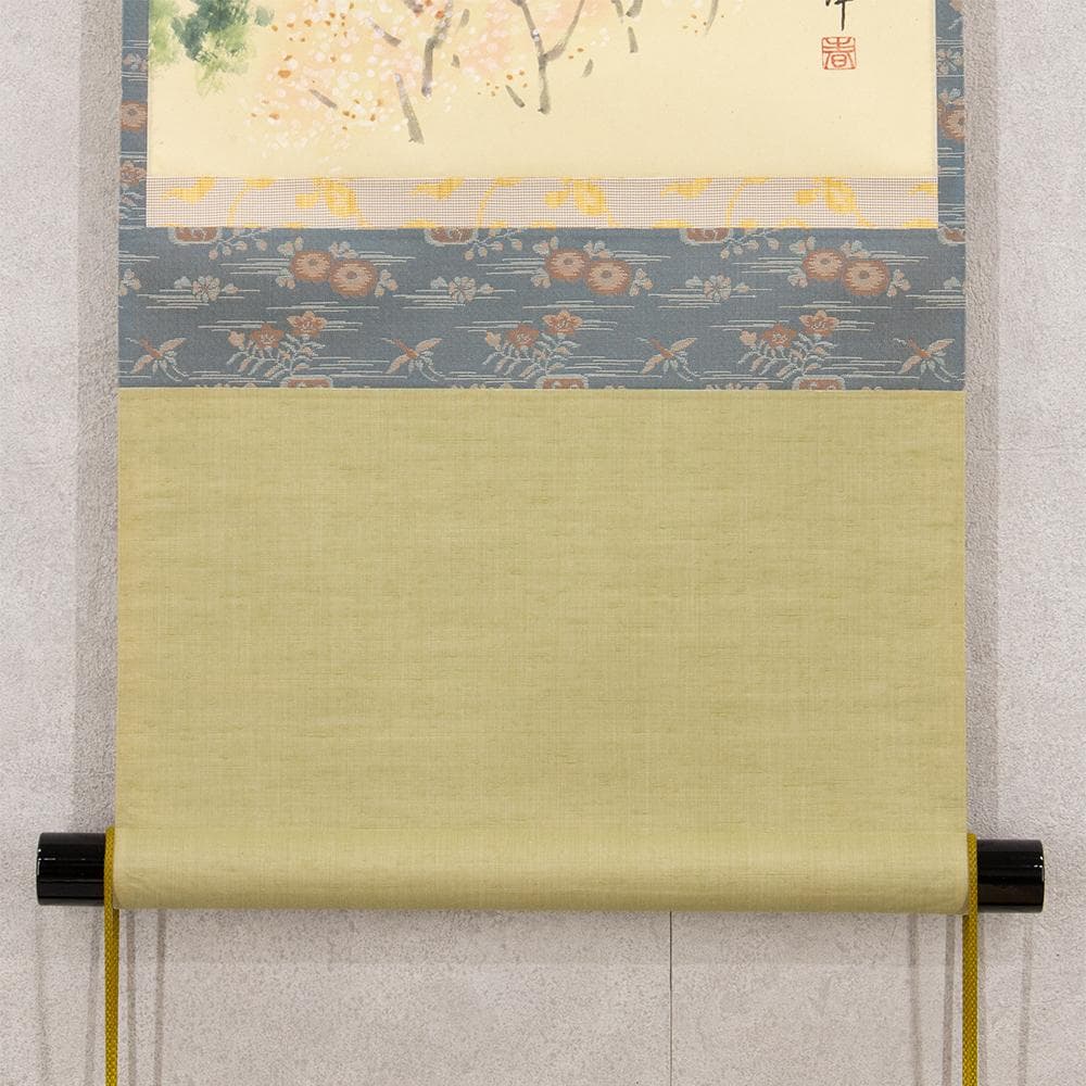 掛軸 茶掛け 法谷文雅 画賛「北山春景の図」逢春寺住職 小田雪窓に師事