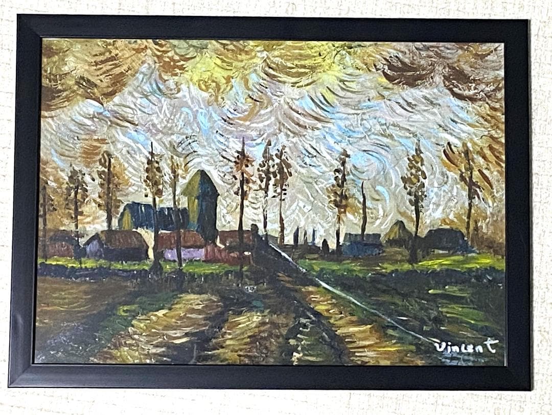 【模写】 ファン・ゴッホ 額付き 肉筆 油彩 ペーパー 紙 オルセー美術館印等