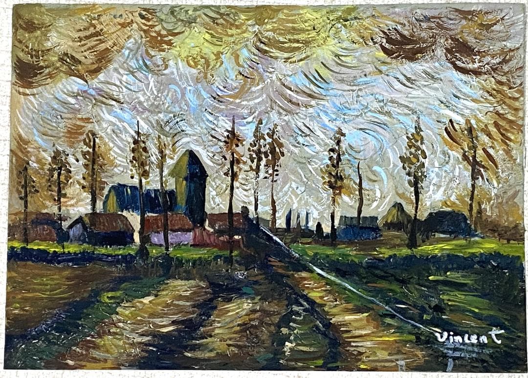 【模写】 ファン・ゴッホ 額付き 肉筆 油彩 ペーパー 紙 オルセー美術館印等