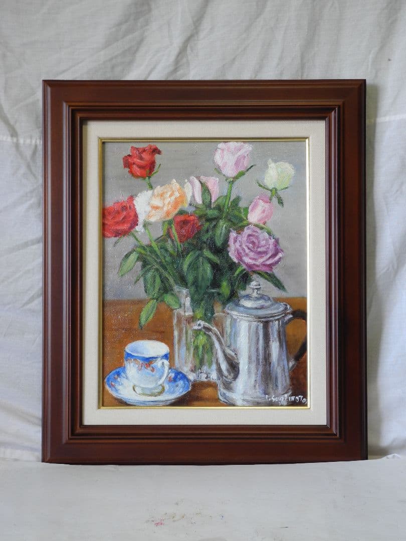 油絵ポットとバラ