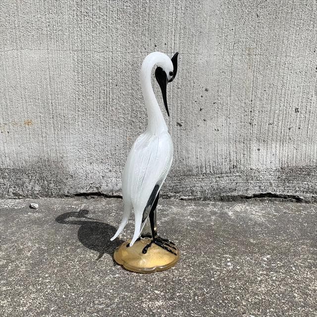 Salviati｜murano/ムラーノ｜ガラスオブジェクト｜白黒｜鳥｜
