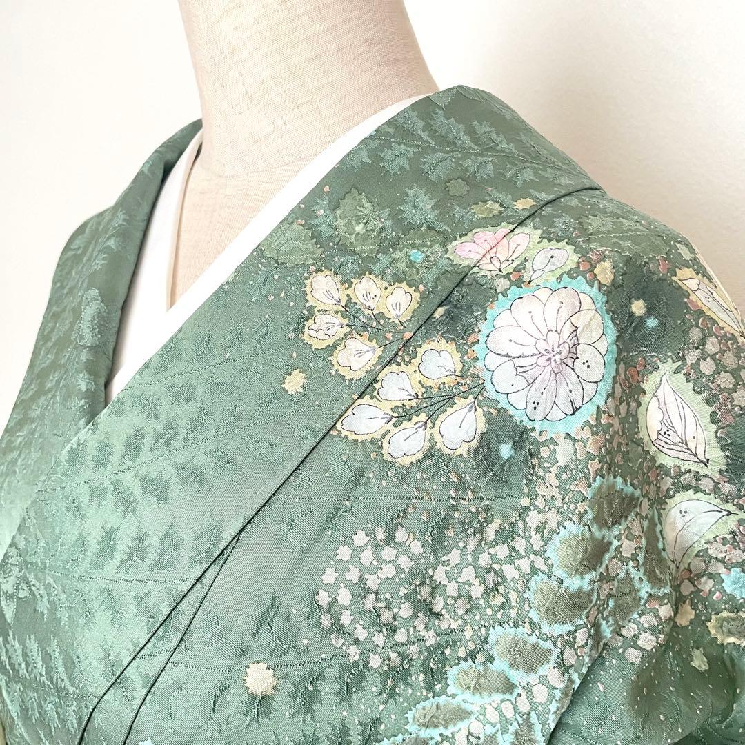 デイブ様リクエスト辻が花付下げ訪問着 正絹着物トールサイズ裄丈67帯セット