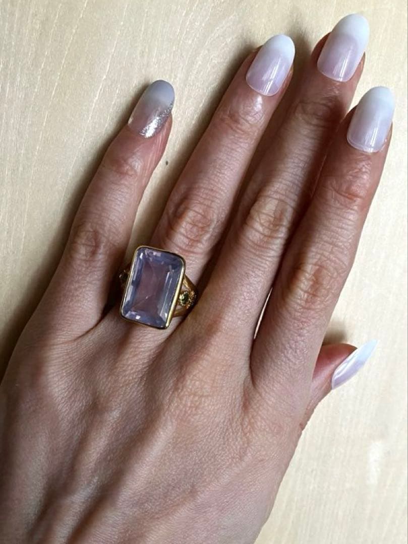 【超希少】26ct ラベンダークオーツリング指輪シルバーK18金ゴールド匿名配送