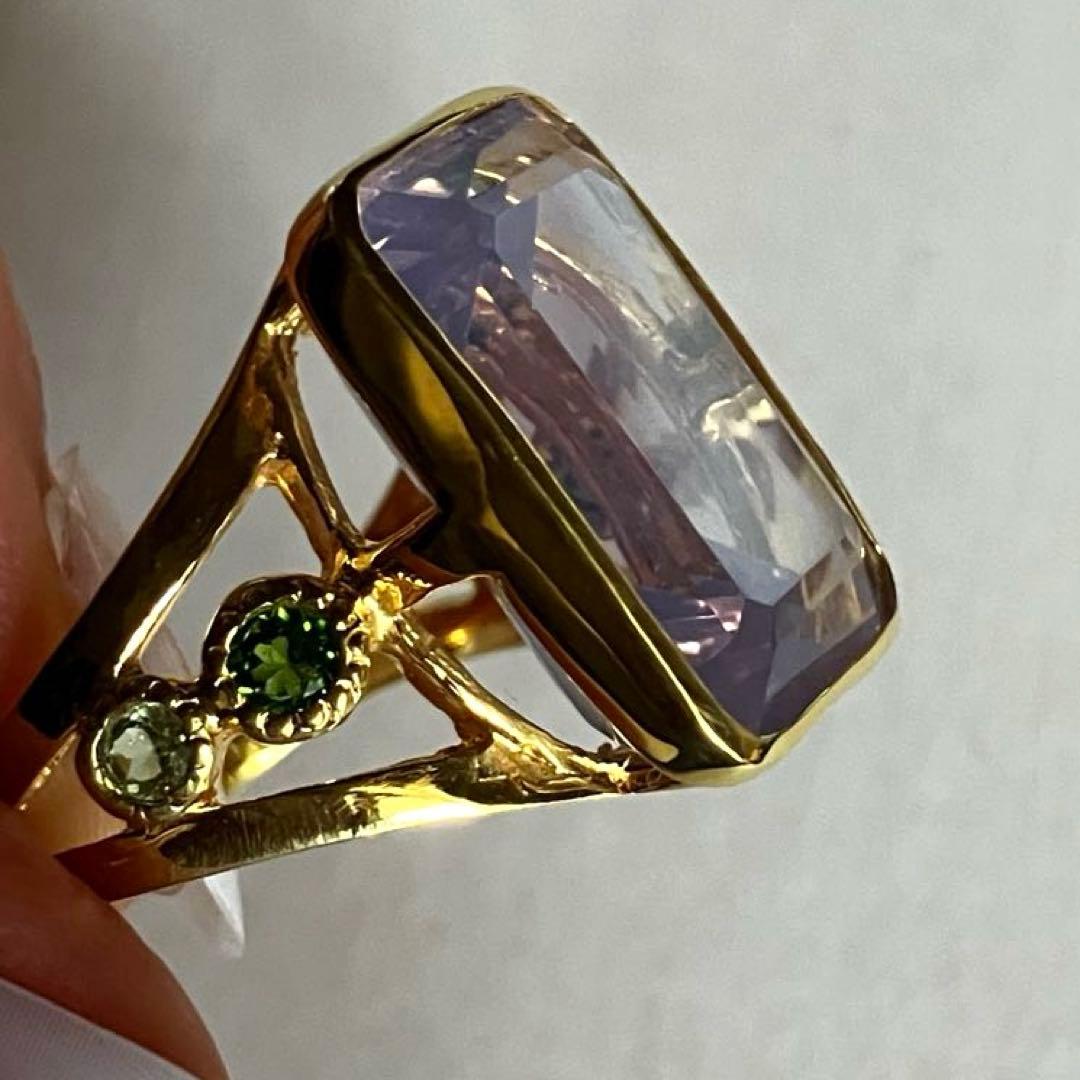 【超希少】26ct ラベンダークオーツリング指輪シルバーK18金ゴールド匿名配送