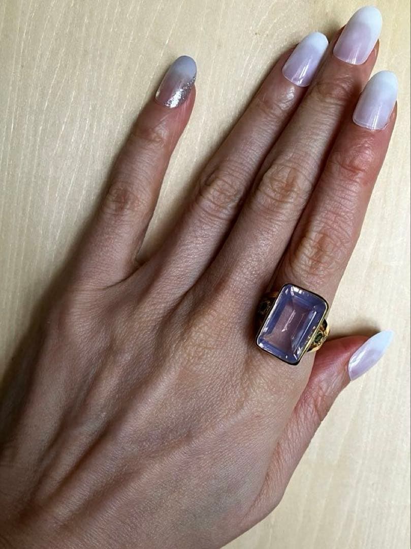 【超希少】26ct ラベンダークオーツリング指輪シルバーK18金ゴールド匿名配送