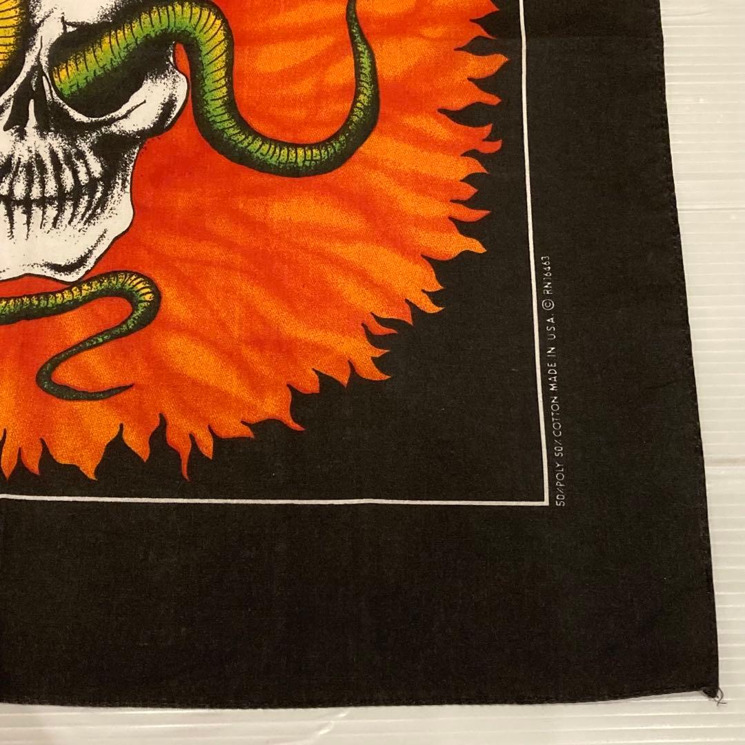 希少 NOS 80s スカル vintage バンダナ ビンテージ USA製
