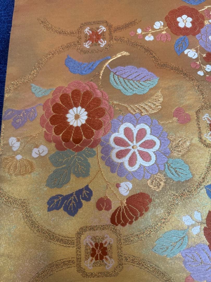 2676袋帯 古代彫金紋 西陣織 金糸　高級上質上品　約440cm 未使用