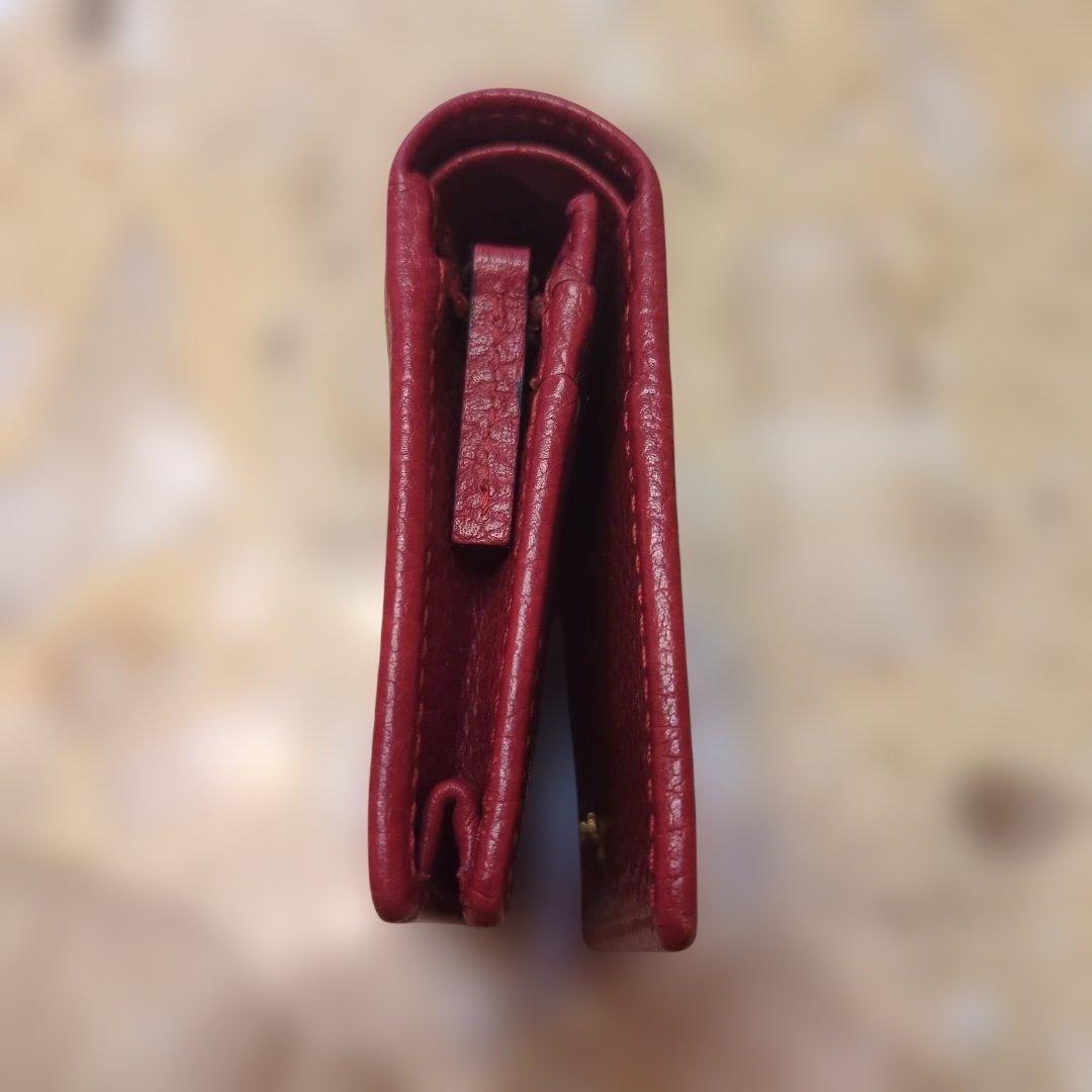 美品✨️ グッチ マーモント 二つ折り財布 GGロゴ金具 レザー 赤