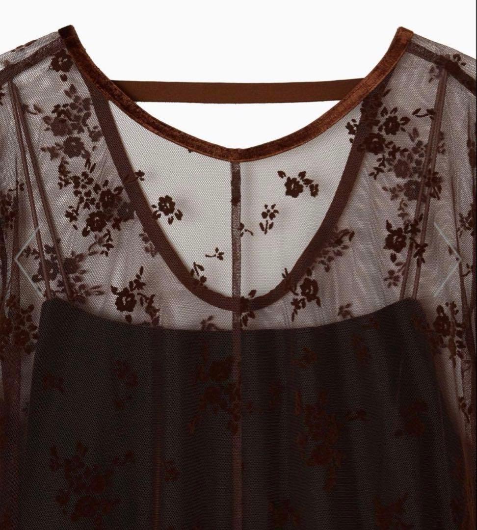 【美品】kaene フロッキーベロア2wayドレス　ダークブラウン　36