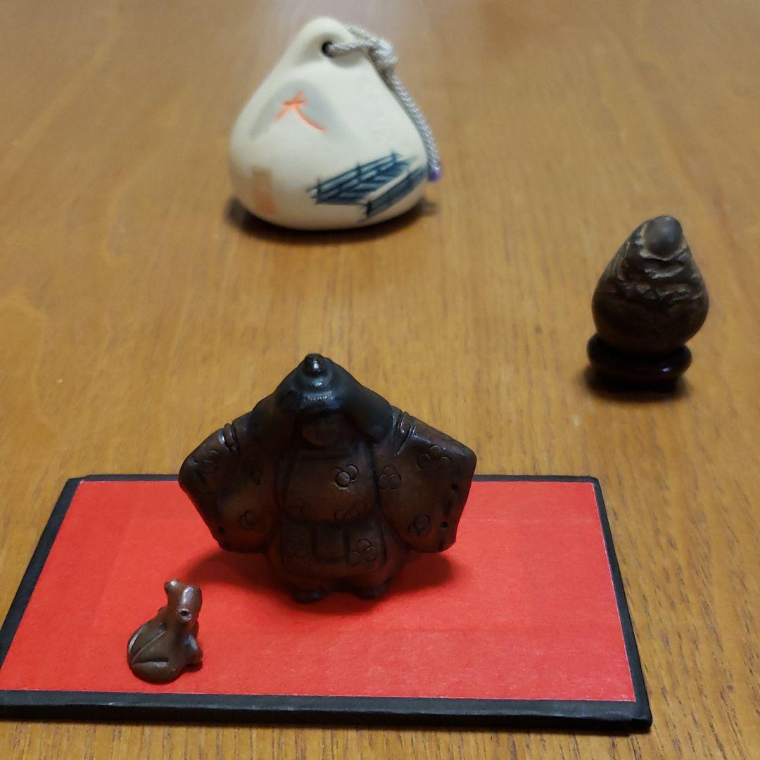 盆栽　添配　　駿河山正　京わらべ　蛙と遊ぶ　近くで見守るお坊様　水石　京の風景