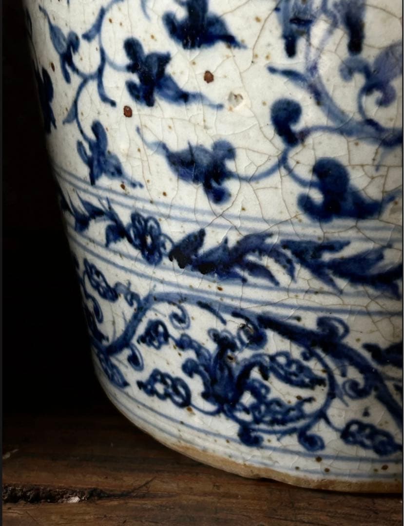 青絵　壺　花瓶　(古伊万里　李朝染付　デルフト中国好きな方)