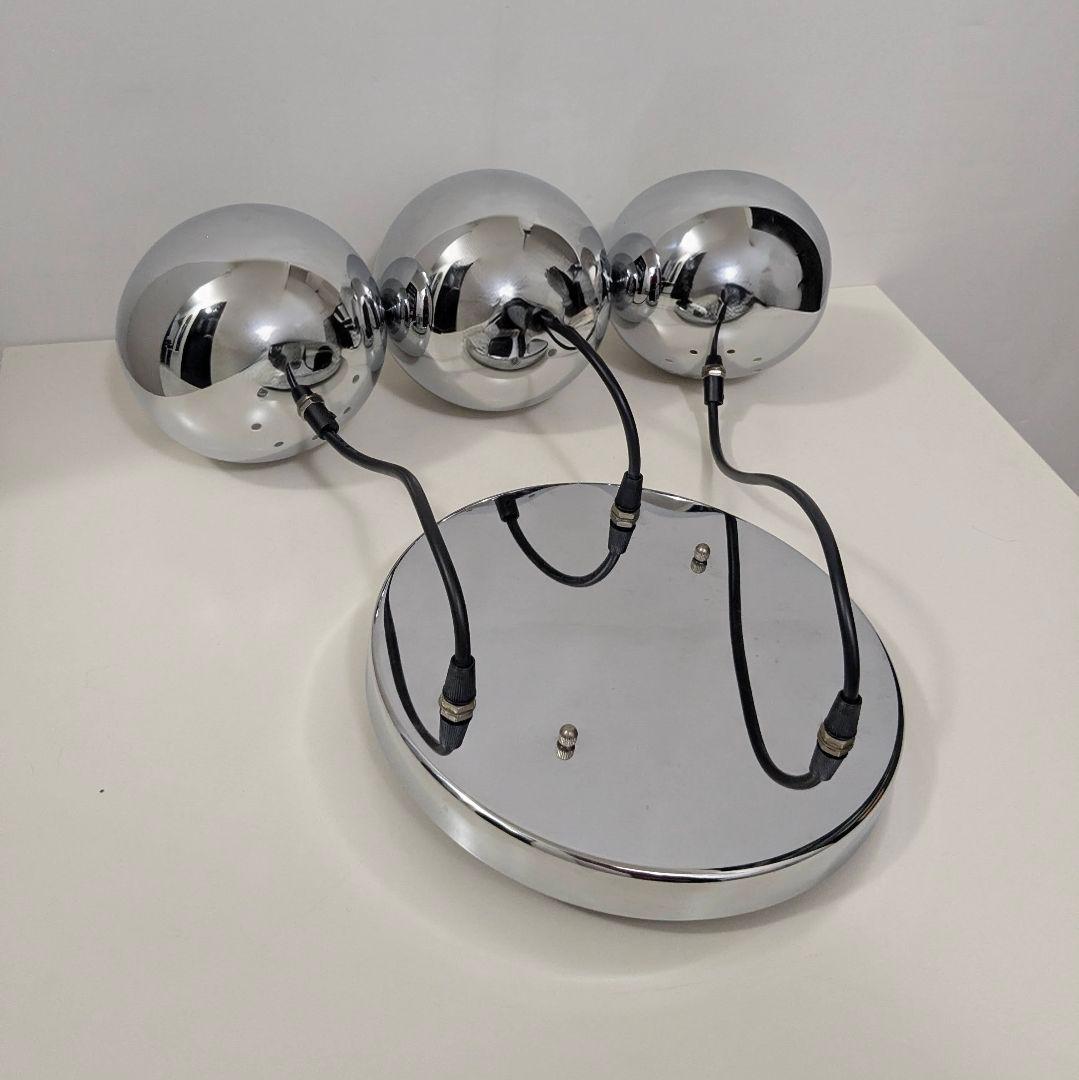 クロームメタル ペンダントランプ 3灯 スペースエイジ ミッドセンチュリー