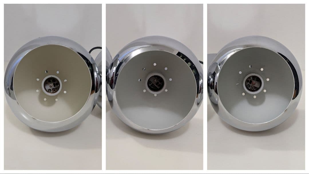 クロームメタル ペンダントランプ 3灯 スペースエイジ ミッドセンチュリー