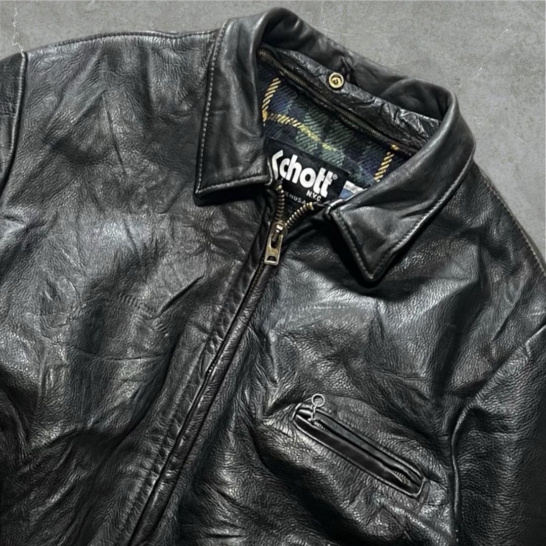 Schott USA製52TALON襟付きシングルライダースジャケット古着XL