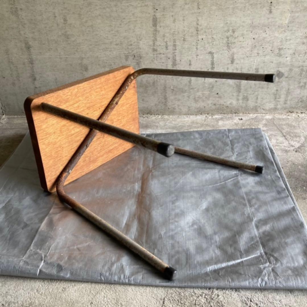 古いスツール チェア 椅子 サイドテーブル 置物台 木製 鉄製 アイアン レトロ