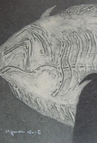 斎藤清、「凝視」、希少な画集の額装画、オーダーマット付・日本製新品額入り