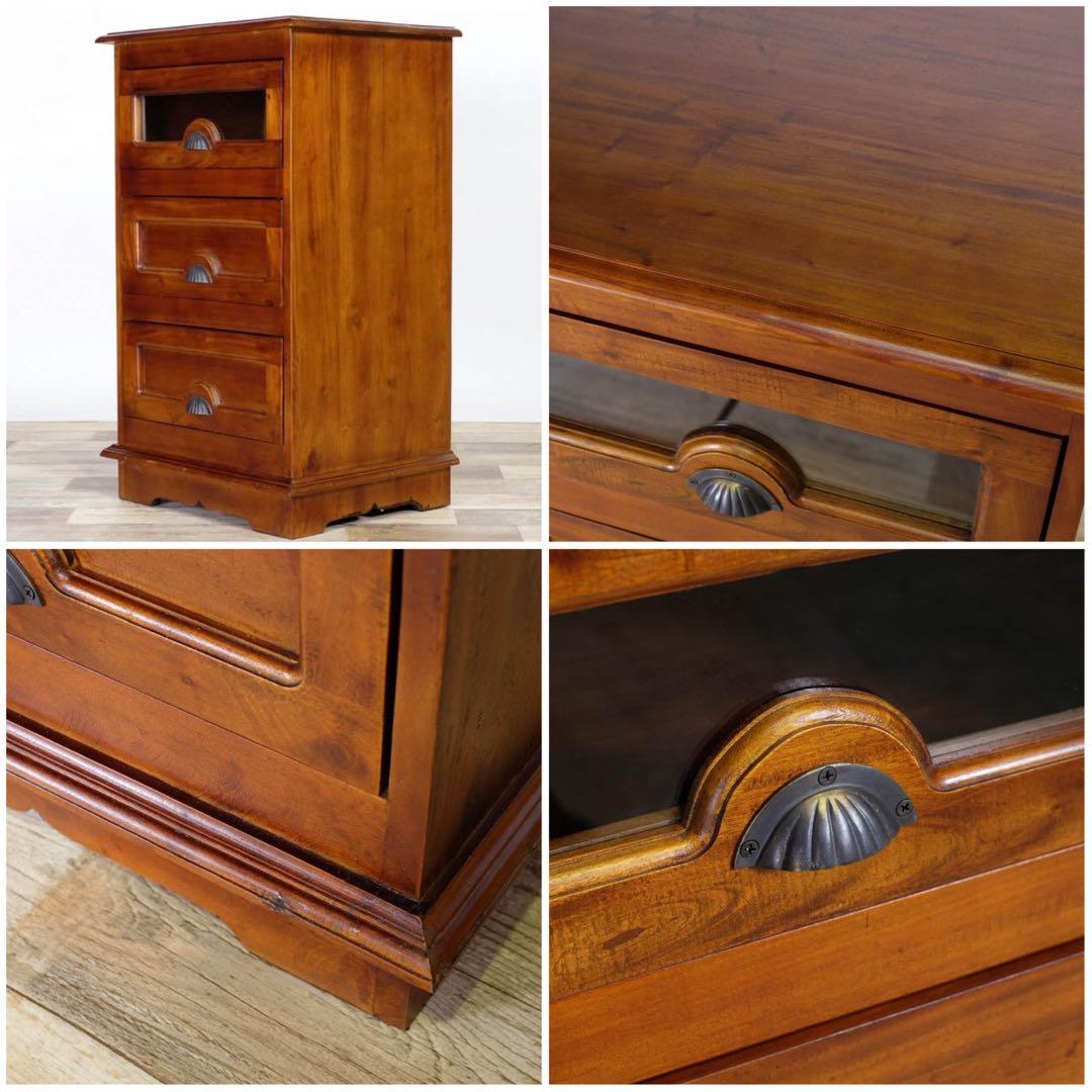 F 新品 アジアン チェスト マホガニー コロニアル カントリー 収納 天然木