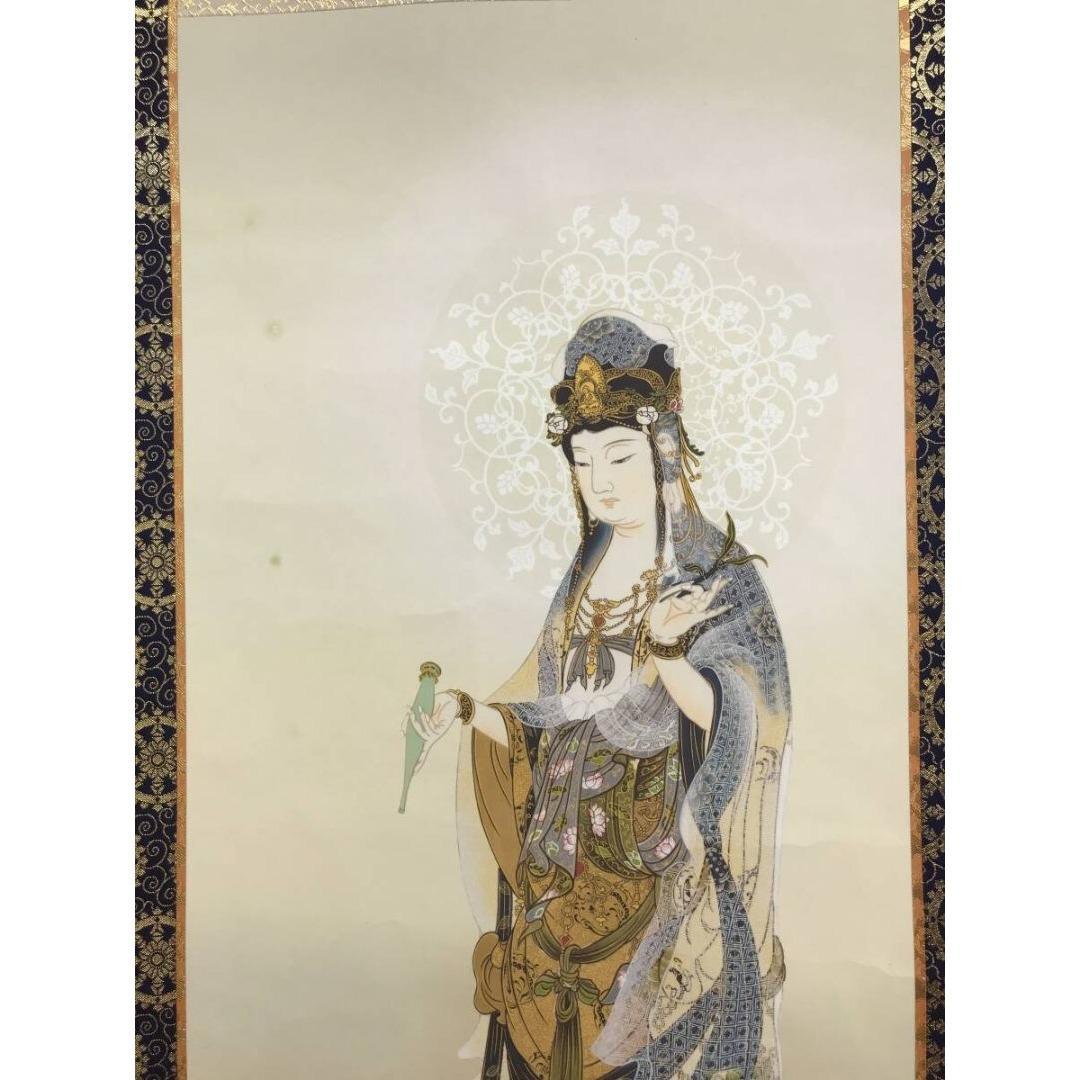 真作/高畠周峰/観音図/蓮/仏掛軸/掛軸☆宝船☆AK-613