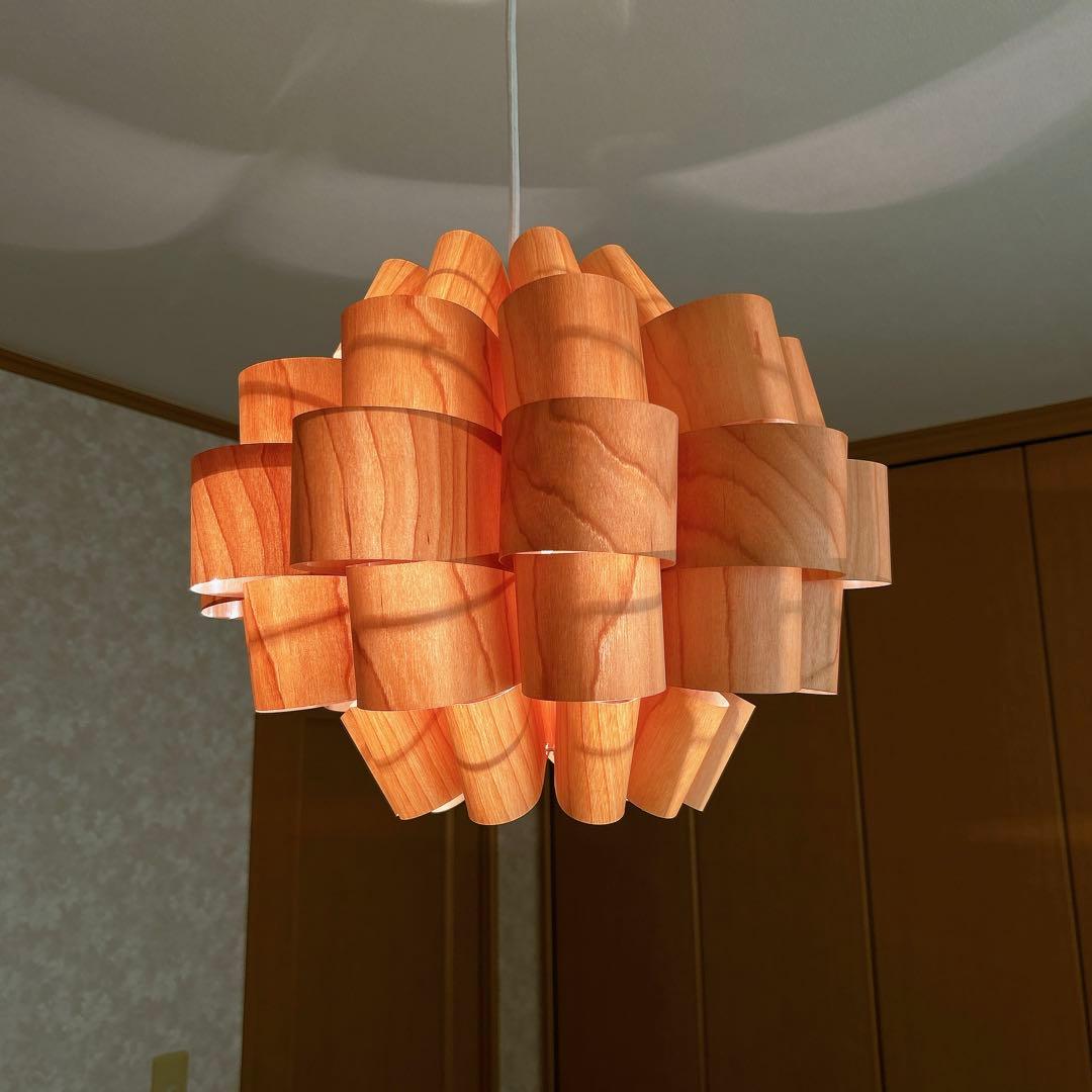 ●美品●照明作家 谷俊幸ペンダントライト Don2-wood 北欧風 モダン木目