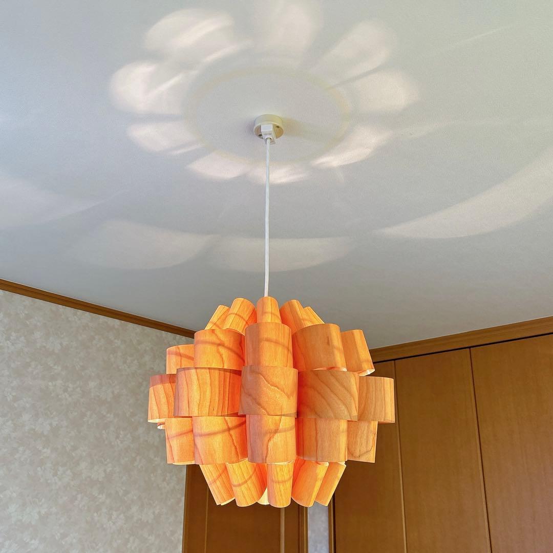 ●美品●照明作家 谷俊幸ペンダントライト Don2-wood 北欧風 モダン木目