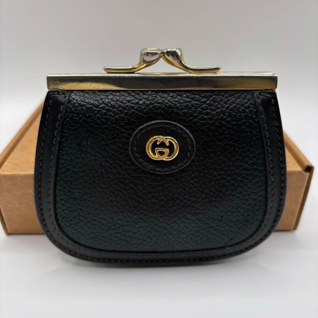 【美品/希少品】 オールド　GUCCI ケース　がま口　財布　ブラック