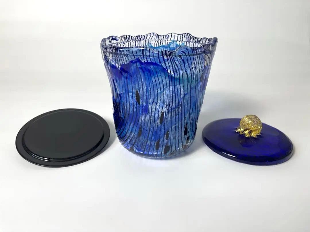 新品 ガラス 水指　2種類の蓋付き