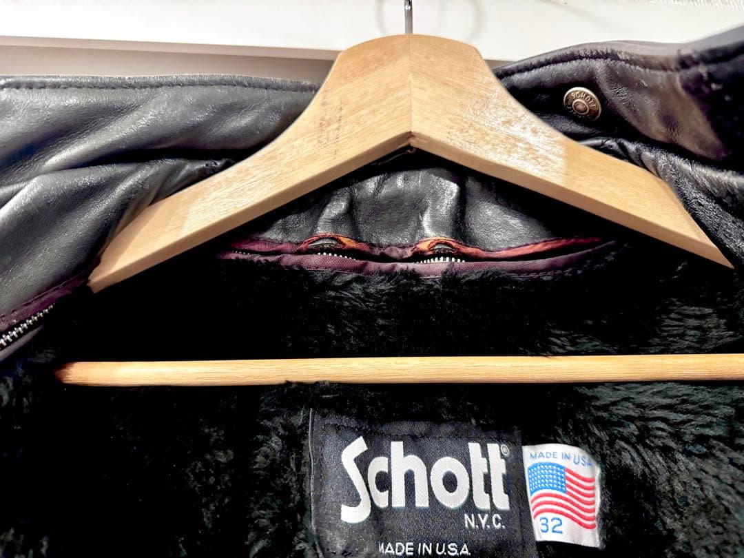 希少サイズ Schott 641E シングルライダースジャケット 32