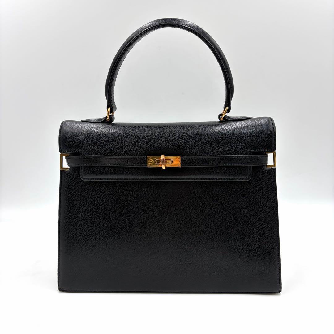 極美品✨モラビト ハンドバッグ スカラ 本革 黒 ターンロック ゴールド 896