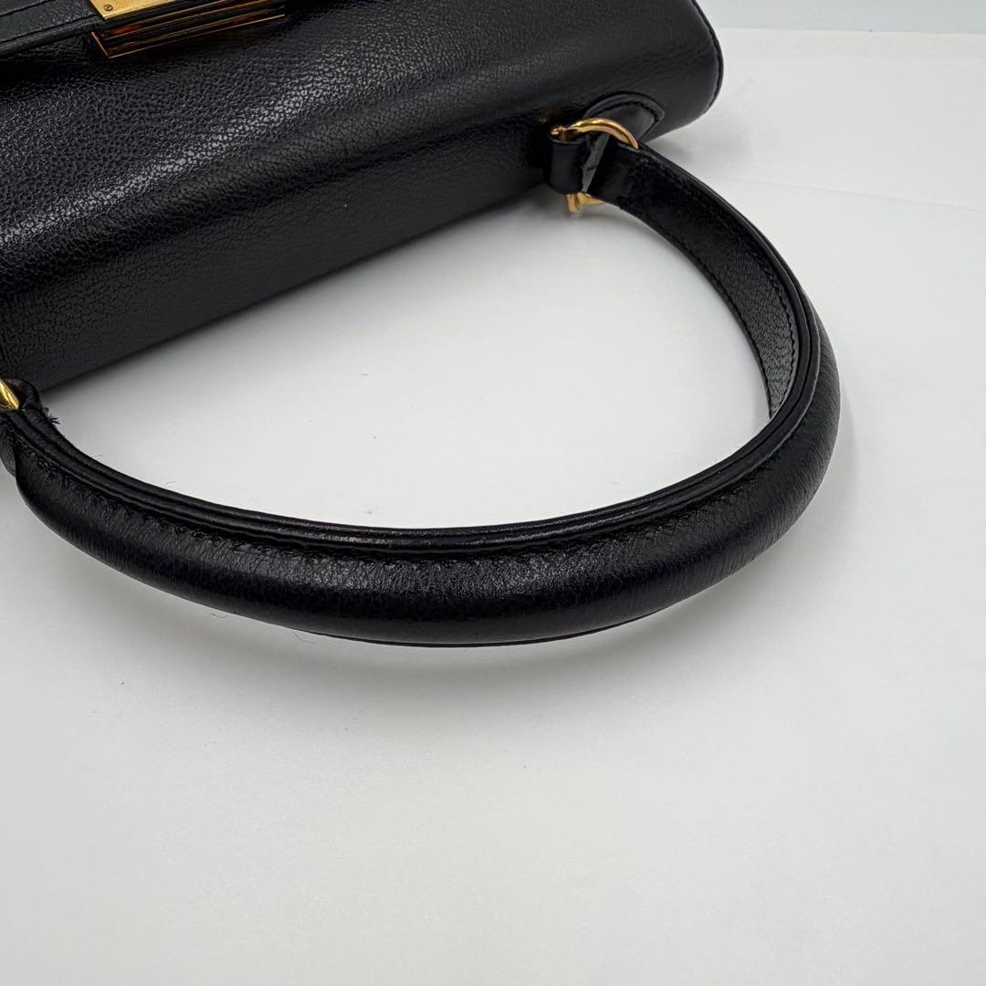 極美品✨モラビト ハンドバッグ スカラ 本革 黒 ターンロック ゴールド 896