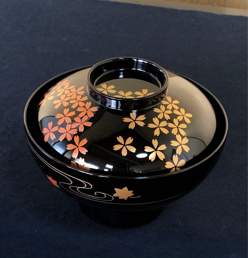 《レ》輪島塗 流水雲錦蒔絵 吸物椀5客 わじま龍作 共箱　251030う2