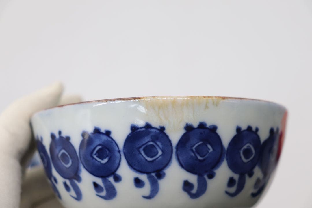 中国　清時代　道光庚子年製　染付蓋茶碗ペア　送料込み0424