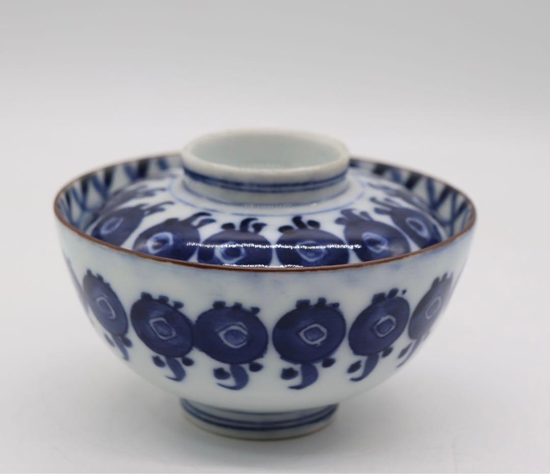 中国　清時代　道光庚子年製　染付蓋茶碗ペア　送料込み0424