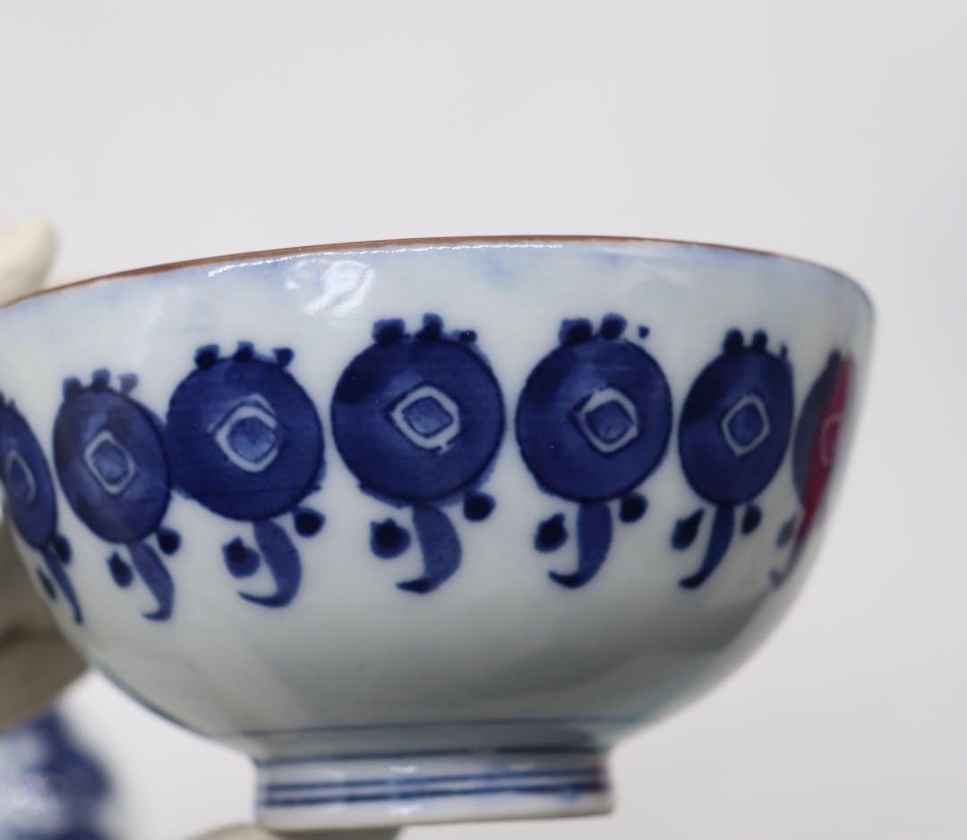 中国　清時代　道光庚子年製　染付蓋茶碗ペア　送料込み0424