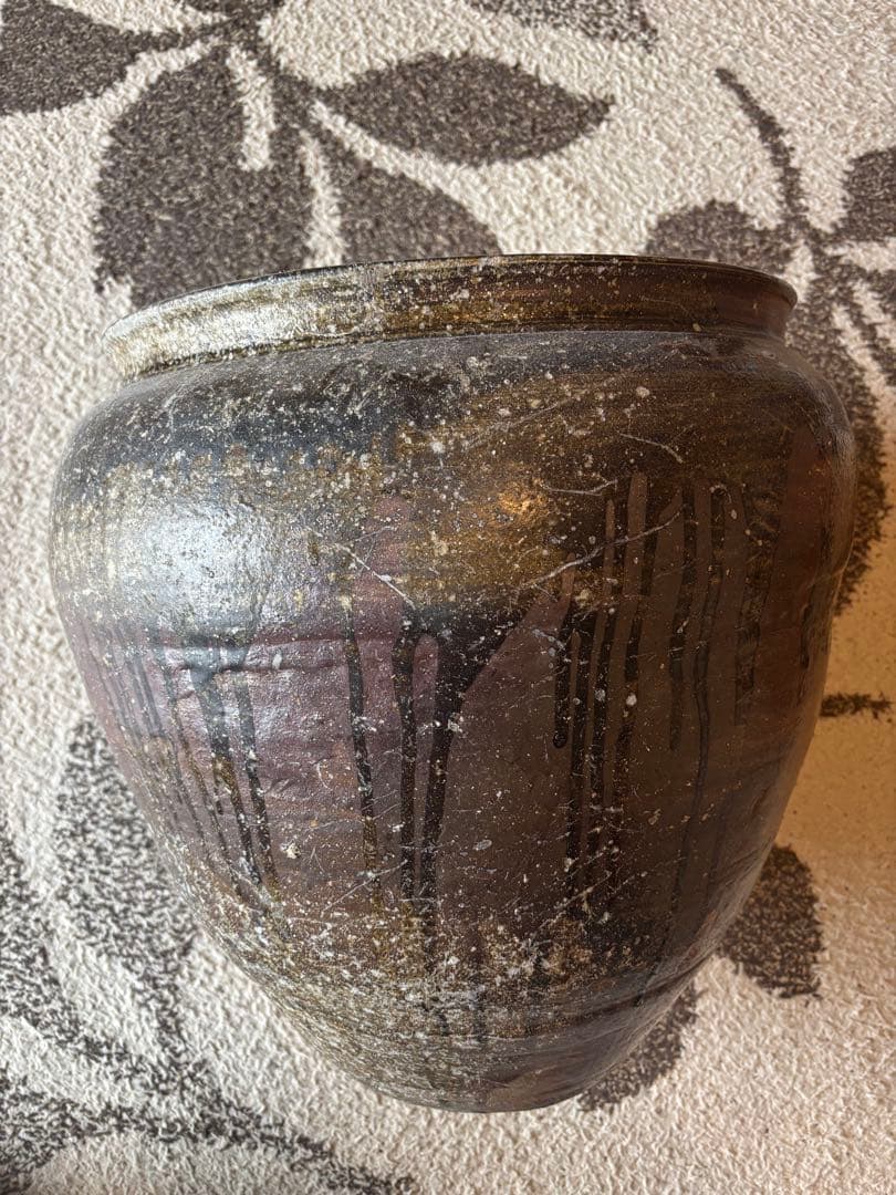 丹波焼　赤土部灰釉甕　大壺 時代物 骨董品アンティーク