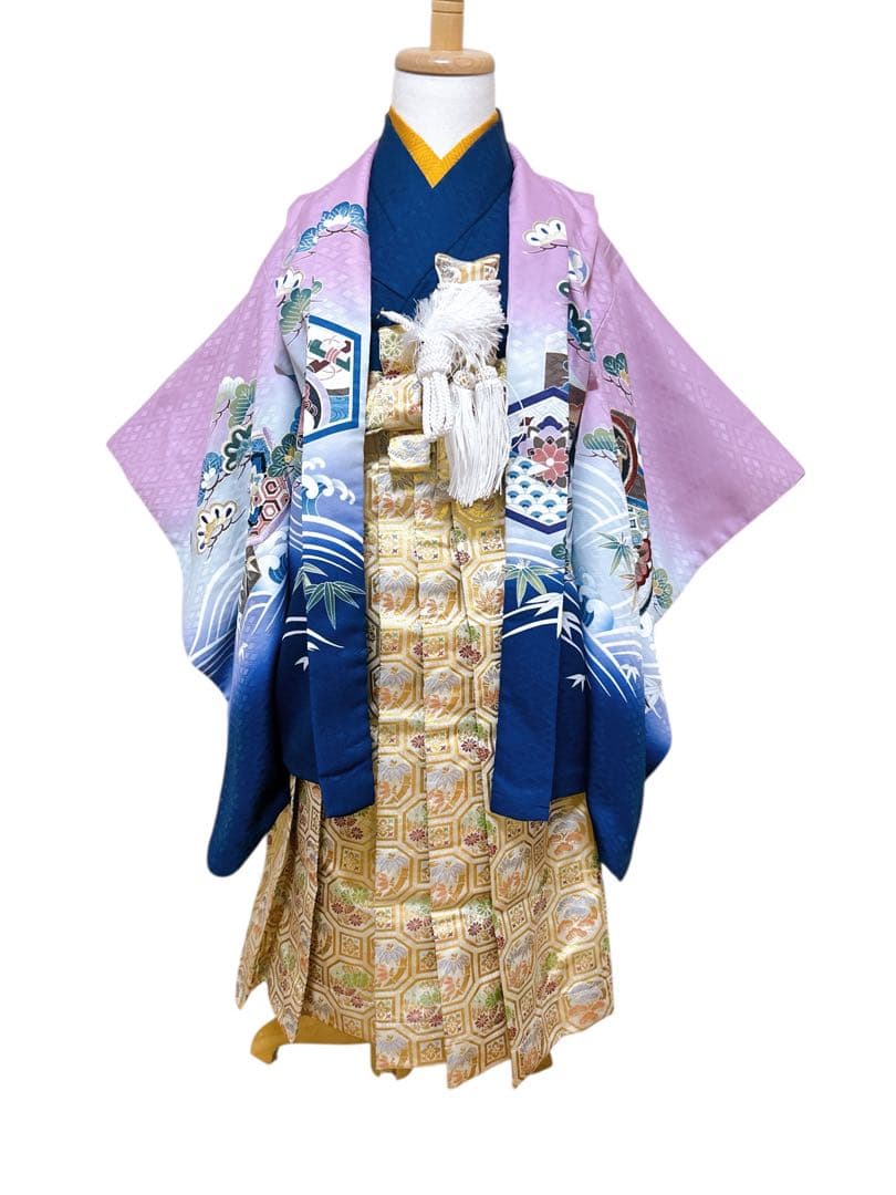 豪華刺繍入り花うさぎブランド♡七五三　5歳　男の子　紫　パープル　ゴールド