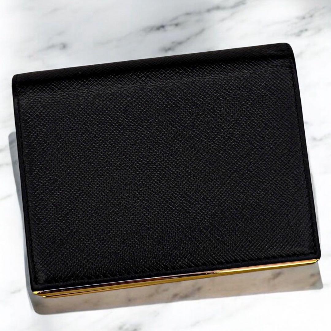 極美品 箱付 プラダ サフィアーノ 二つ折り財布 小銭入れ  カード ロゴ
