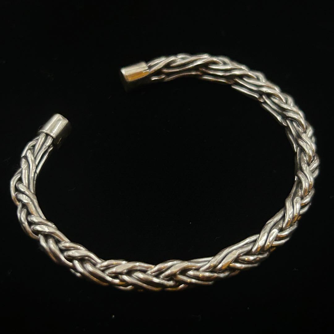 シルバー925 Silver デザインヘビーバングル/軽研磨仕上げ/ブレスレット