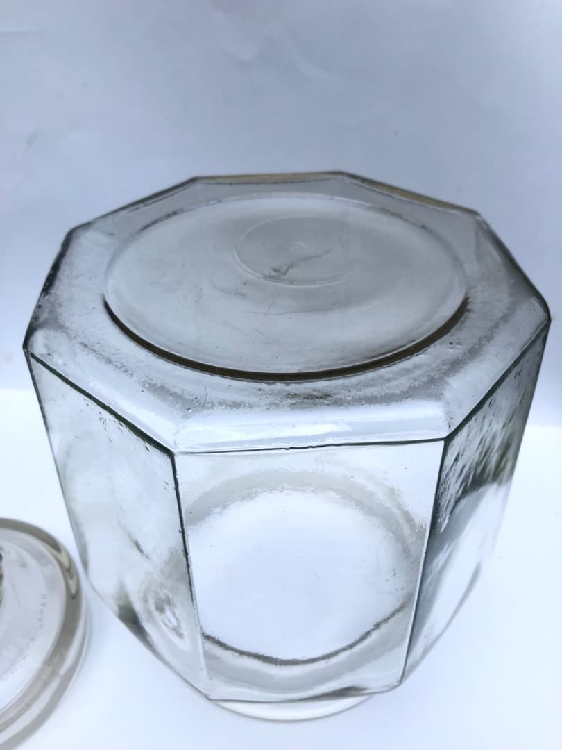 アンティーク　八角形ガラス保存容器　７０年以上前の物