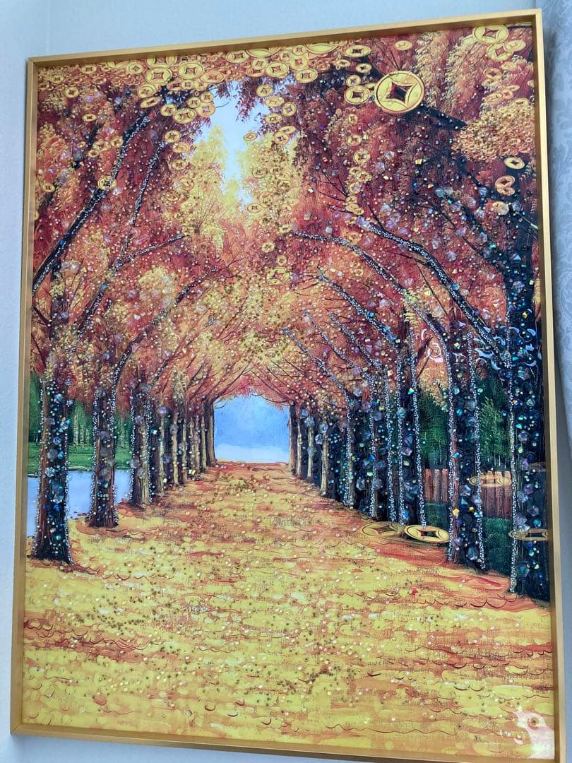 秋の風景 水晶アートパネル 絵画