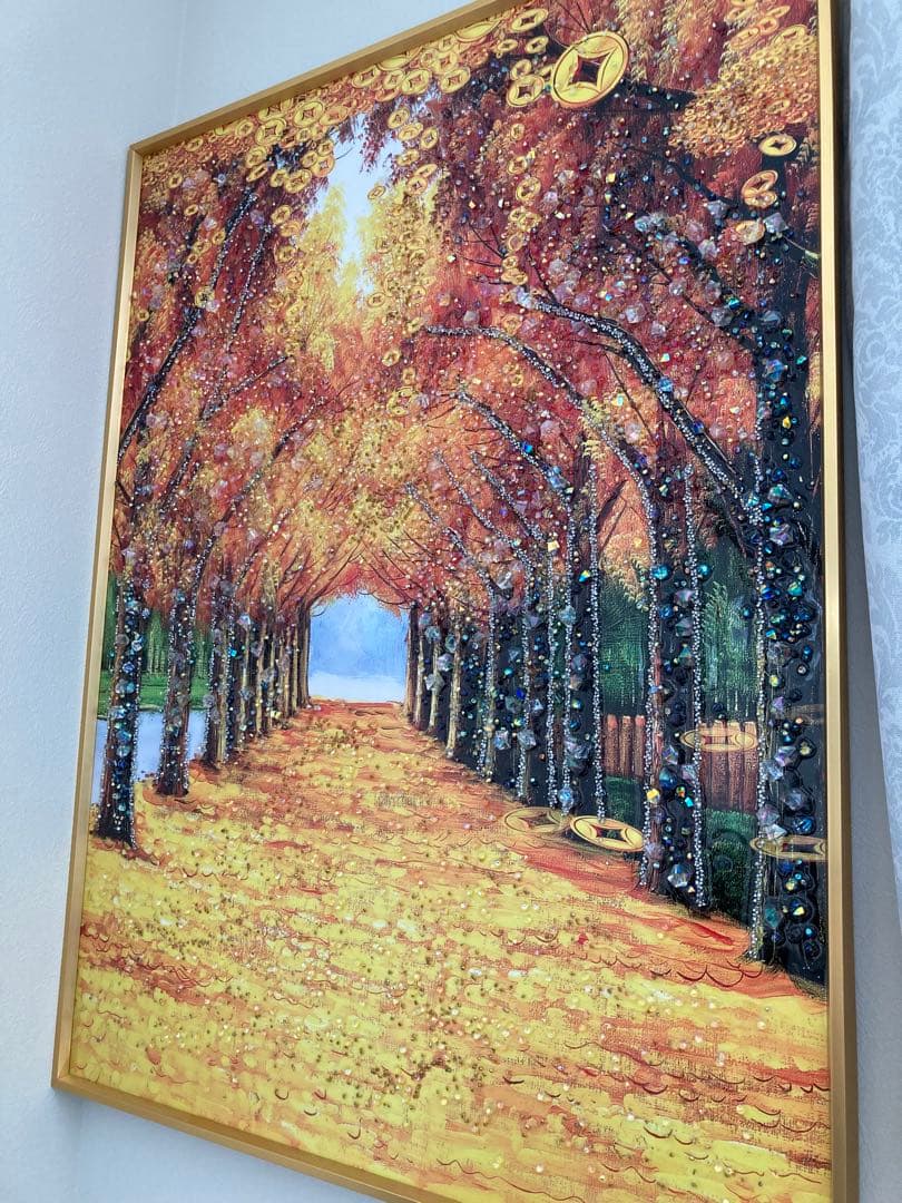 秋の風景 水晶アートパネル 絵画