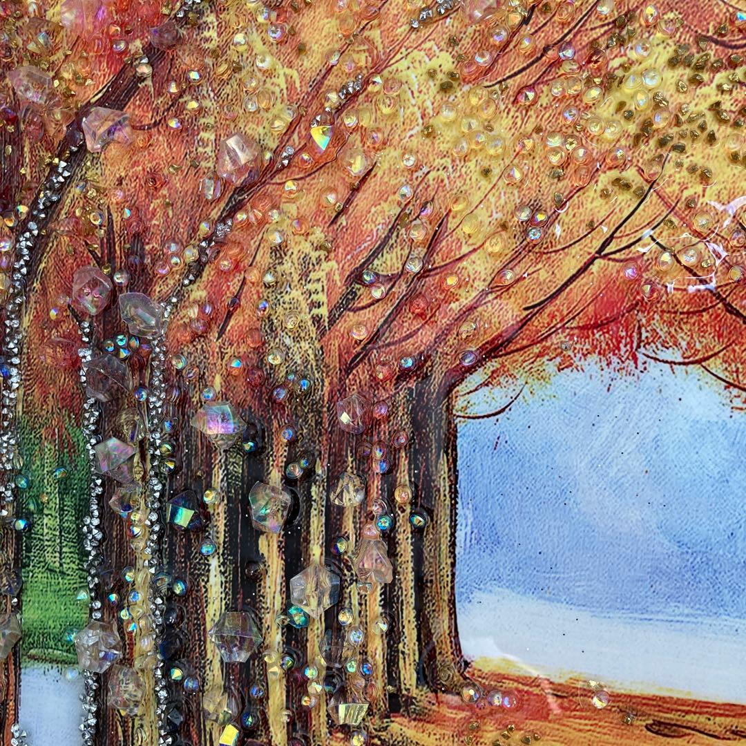 秋の風景 水晶アートパネル 絵画