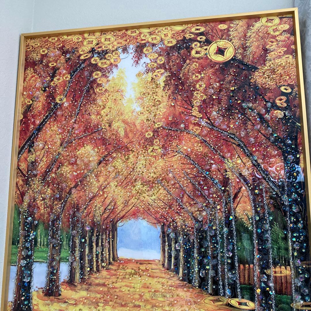 秋の風景 水晶アートパネル 絵画