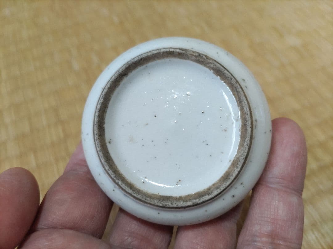 中国　赤絵　文房・水盂　獅子図・清朝・小壷