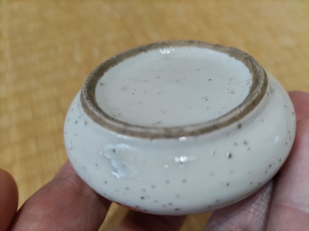 中国　赤絵　文房・水盂　獅子図・清朝・小壷