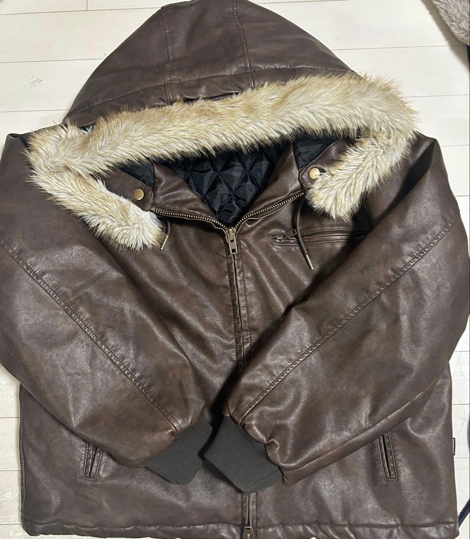 ドローコードダブルジップアーティフィシャル２WAYフードブルゾン