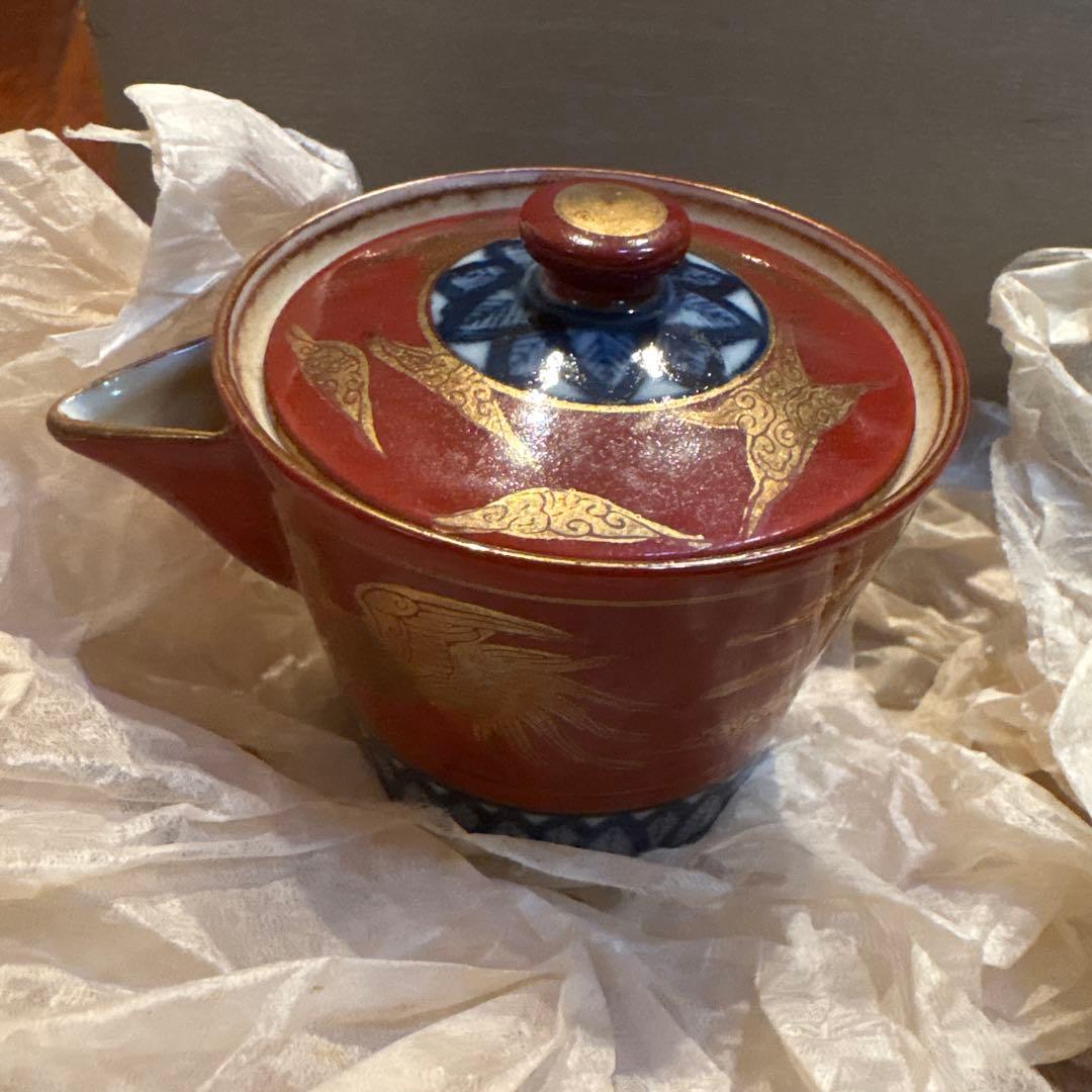 九谷焼　永楽　明治期　煎茶器揃　7点セット　アンティーク　古器