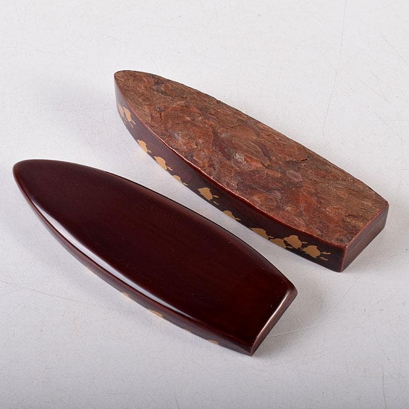 茶道具　塗師　前端春斎　千鳥蒔絵　舟香合　共箱　V　8008