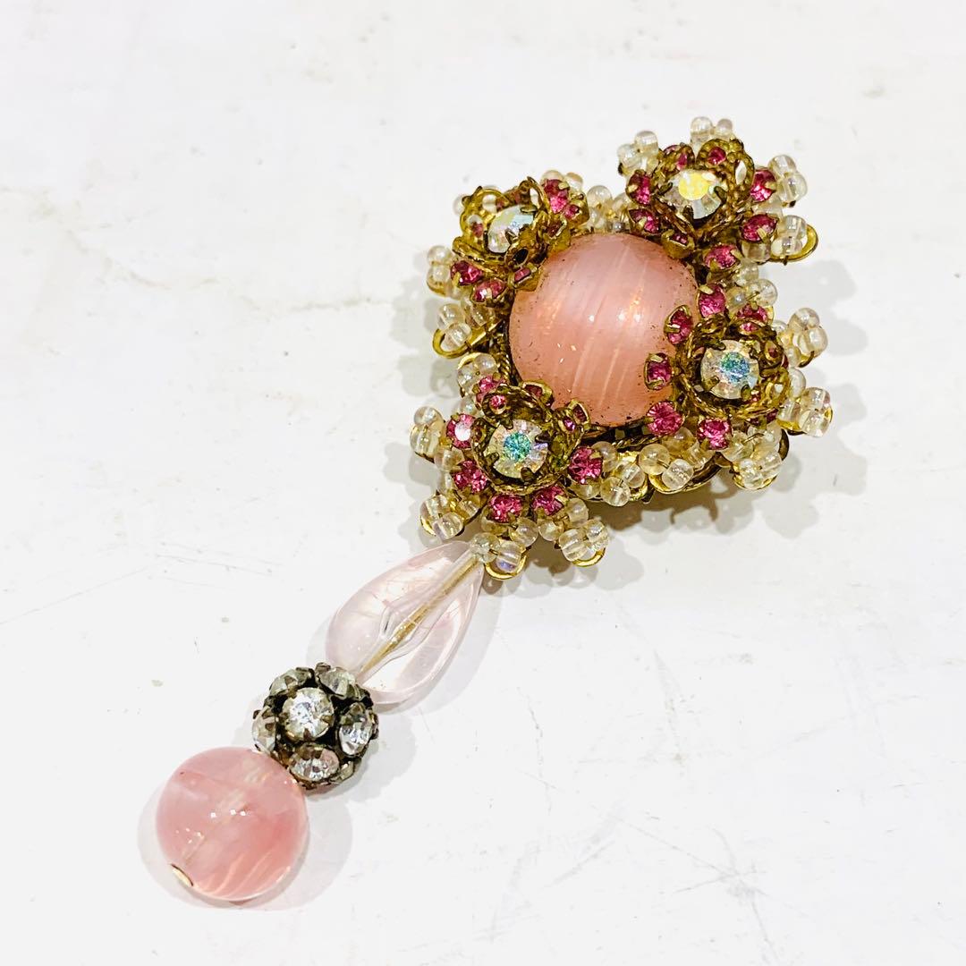 スタンレーハグラー ブローチ コサージュ ビジュー ピンク0112-S5163h