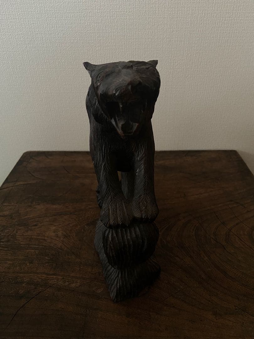清末 中国古玩 黒檀 熊彫刻｜100年以上前 書斎飾り